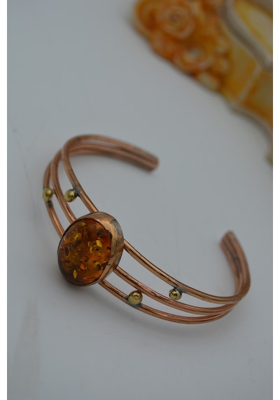 Stoneage Jewellery Sıkma Kehribar Bileklik Özel Tasarım Bronz