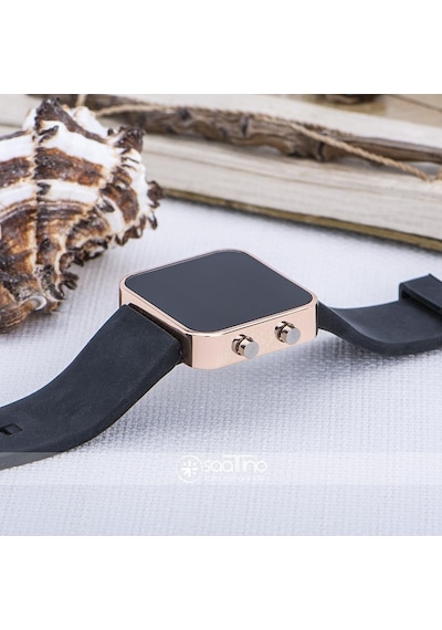 Rose Renk Led Ekran Siyah Silikon Kordonlu Yetişkin Kız Kadın Unisex Kol Saat St-303724
