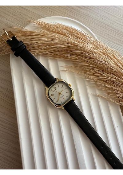 Rub046 25 Mm Rubsey Retro Minimal Deri Kordon Vintage Kadın Kol Saati Siyah