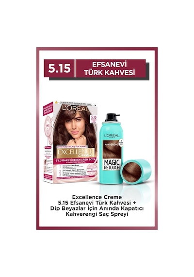 Excellence Creme 5.15 & Beyazlar İçin Kapatıcı Kahverengi Saç Spreyi - Magic Retouch 03 Chatain pktexcrm515scspry-7733