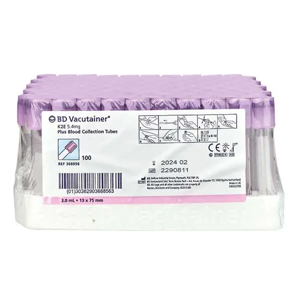 Bd K2 Edta Lı 3 Ml Mor Kan Alma Tüpü 100lük Paketlerde