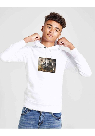Tshirthane Stalker Alta Silik Yazı Baskılı Unisex Çocuk Kapüşonlu Beyaz Swe Beyaz