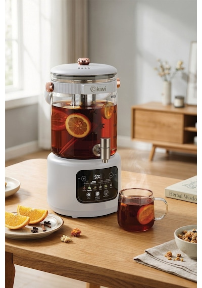 Kiwi KTM-2950 Çay Makinesi XL 3.5 L Cam Gövde Dokunmatik 6 Programlı Yeni Nesil Elektrikli Semaver Beyaz