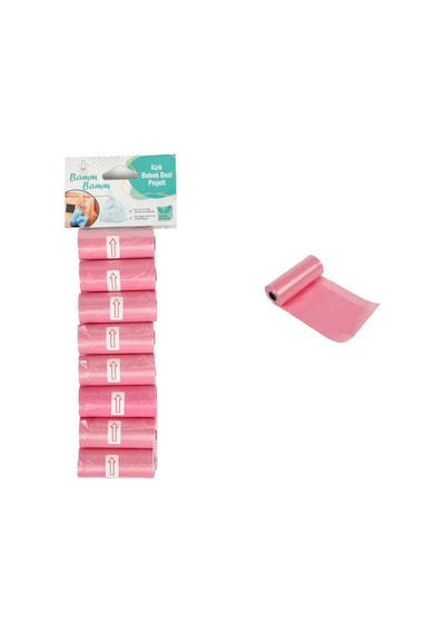 Bamm Bamm Kirli Bebek Bezi Poşeti Çanta Boy Pembe 8 Rulo 120 Adet Diğer