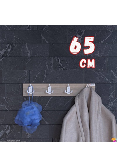 Modilayn Arı Serisi 61,4x9,6 Cm 12 Kancalı Banyo Askısı - 4'lü Set Ekstra Düzen Ve Yer Tasarrufu Cordoba