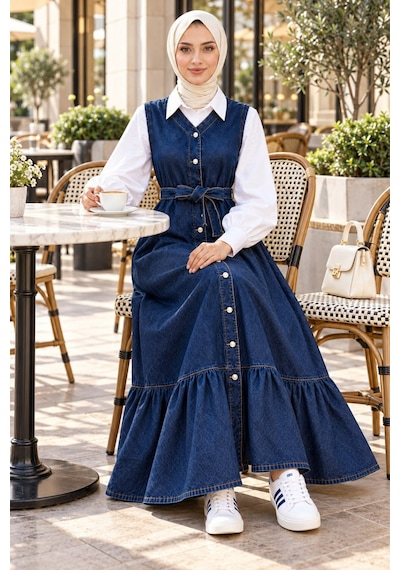 Hb Harma Time Butik Kadın Düğmeli Kuşaklı Eteği Fırfırlı Koyu Mavi Kot Jile Koyu Mavi Koyu Mavi Hb Harma Time Butik Kadın Düğmeli Kuşaklı Eteği Fırfırlı Koyu Mavi Kot Jile Koyu Mavi Koyu Mavi