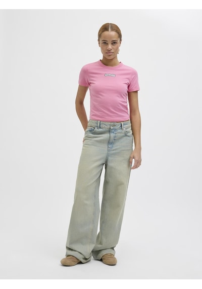 Jack & Jones Kadın Bisiklet Yaka Baskili Tişört - Gigi - 12268775 Morning Glory
