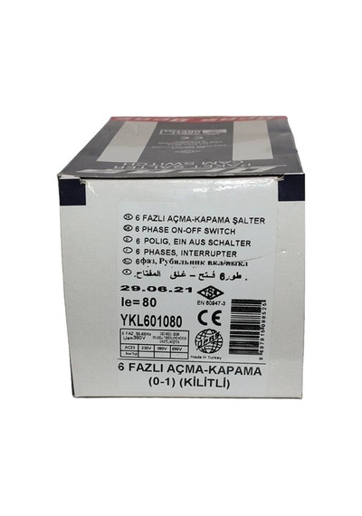 OPAŞ 6X80A 0-1 Aç-Kapa Kilitli Şalter