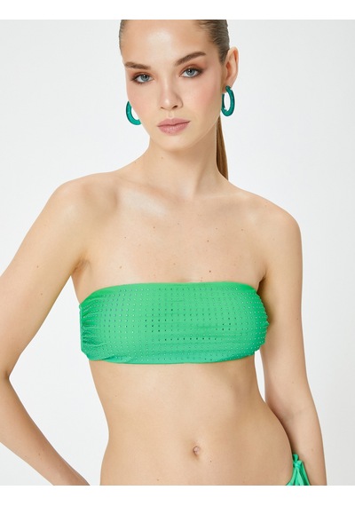 Koton Straplez Taş Baskılı Bikini Üstü Yeşil 4sak10166mm Yeşil
