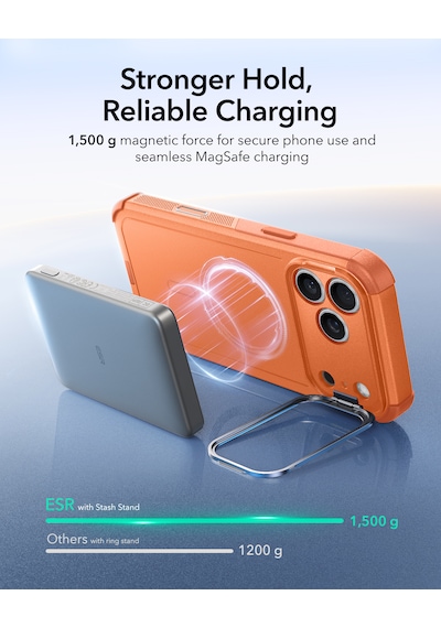 Esr Apple Uyumlu iPhone 17 Pro Max Cyber Tough Magsafe Stantlı Kılıf Turuncu Turuncu