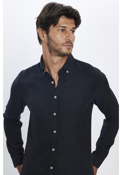 Tudors Slim Fit Uzun Kollu Düğmeli Yaka Kışlık Yün Viskon Düz Gömlek-25541 Siyah Tudors Slim Fit Uzun Kollu Düğmeli Yaka Kışlık Yün Viskon Düz Gömlek-25541 Siyah