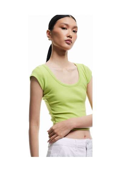 Koton Pamuklu Slim Fit Kısa Kollu Bisiklet Yaka Tişört Yeşil 5sak50240ek Yeşil