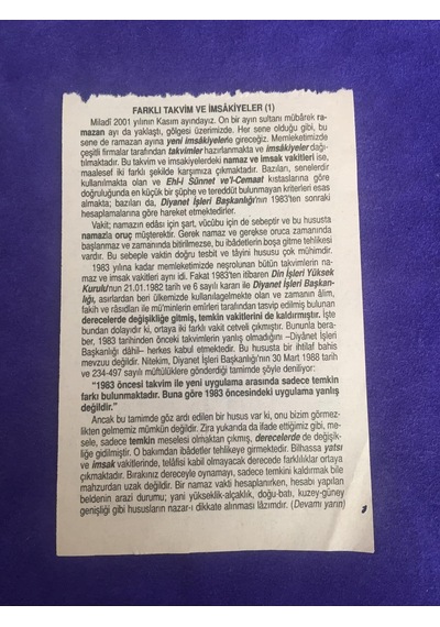 12 Kasım 2001 Takvim Yaprağı - Nostalji Koleksiyonluk Takvim Yaprağı