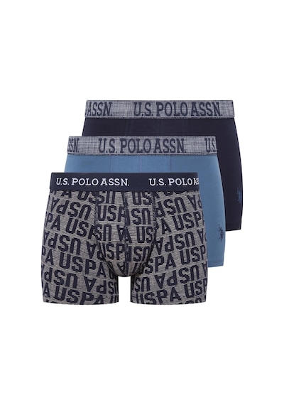 U.S. Polo Assn. Erkek Indigo-Lacivert-Baskılı 3 Lü Boxer-Indigo-Lacivert-Baskılı
