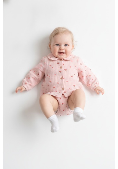 Tiffany Baby & Kids Müslin Cherry Vibe Tasarımlı Gömlek Ekru