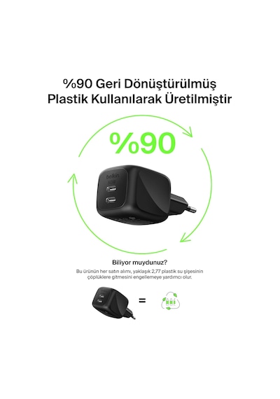 Belkin 2 Bağlantı Noktalı Usb-c Şarj Cihazı 50 W, 2x Usb-c Çift B 93522278