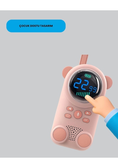 Mey İthalat Uzun Menzilli Bebek Telsizi Vox Modlu, Renkli Lcd Ekranlı