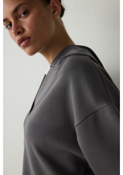 Penti Antrasit Kapüşonlu Modal Crop Sweatshirt