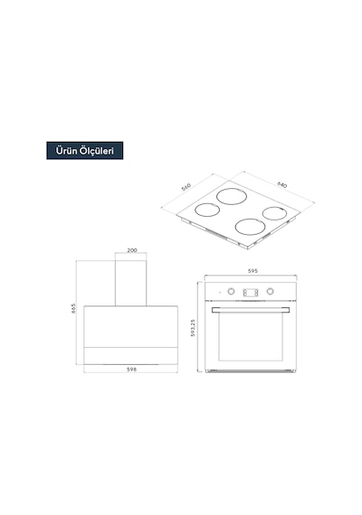 Kumtel B66 - SF2 (DDT) - V6 04T - DA6-835 Vitro Ankastre Set Siyah