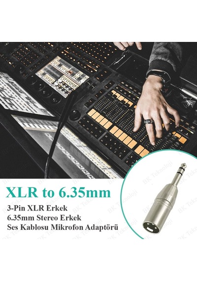 3-Pin Xlr Erkek To 6.35Mm Stereo Erkek Ses Kablosu Mikrofon Adapt