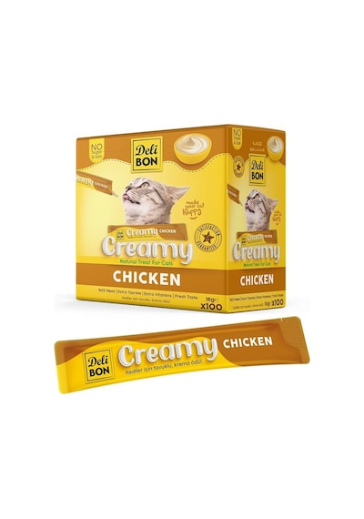 Delibon Creamy Tavuklu Sıvı Kedi Ödülü 15 Gr 100'lü Paket