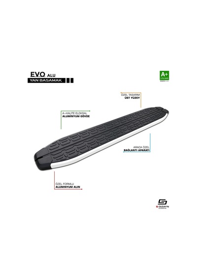 S-dizayn Ford Tourneo Custom Kısa Şase Evo Aluminyum Yan Basamak 203 Cm 2012 Üzeri