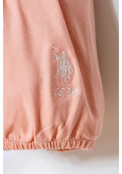 U.S. Polo Assn. U.s. Polo Assn Kız Bebek 2 Li Şort T-şhirt Takım Beyaz-pudra-2268 Pudra