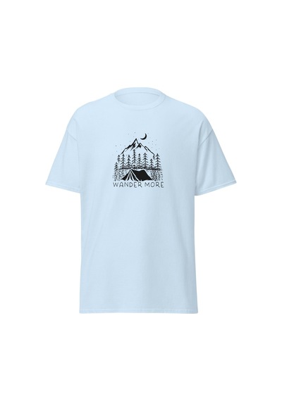 Wildstyle Wander More Gezgin Dağ Kamp Çadır Doğa Baskılı Unisex Pamuklu Tişört Bebek Mavisi