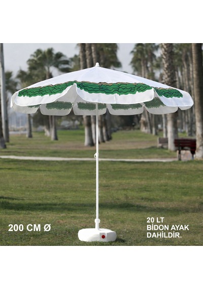 Yaprak Desenli Plaj Şemsiyesi 200 Cm Ø Bidon Ayak Dahil Yaprak Desenli