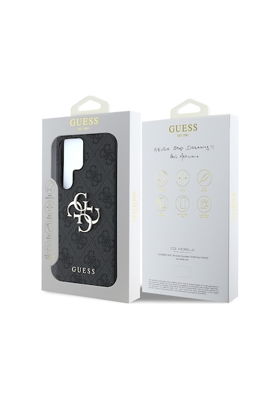 Galaxy Uyumlu S25 Ultra Kılıf Guess Lisanslı Pu Deri 4g Desenli Metal Büyük 4g Ve Yazı Logolu Kapak Siyah