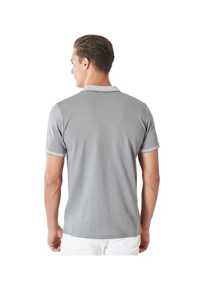 Ac&Co / Altınyıldız Classics Düğmeli Polo Yaka Cepsiz Slim Fit Erkek Tişört Gri