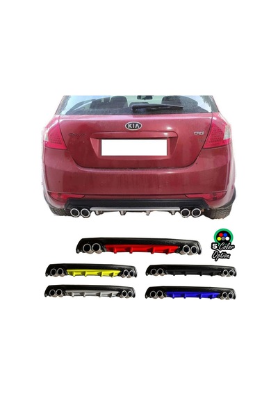 Kia Ceed Uyumlu Yuvarlak Egzozlu Mavi Difüzör Difizör Çiftli Egzoz Görünüm Arka Ek