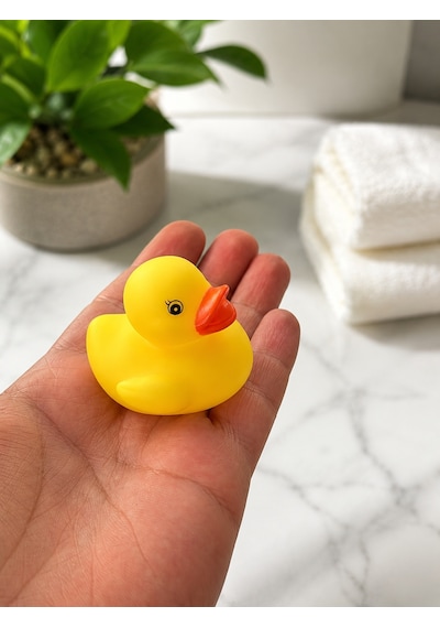 Suda Yüzen Ses Çıkaran Vinil Minik Sarı Ördek Banyo - Havuz - Oyuncağı Bebek Çocuk 3 Adet