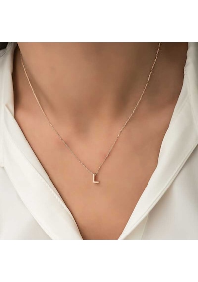 Gümüş Rose 3 Boyutlu L Harf Kadın Kolye (523513026)