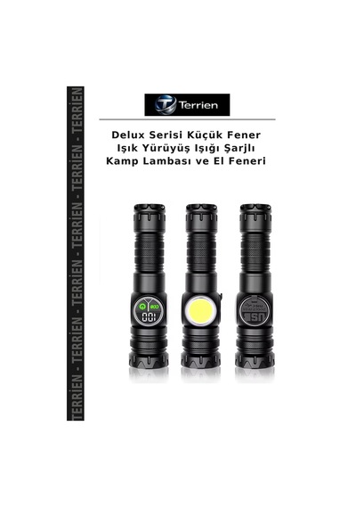 Delux Serisi Küçük Fener Işık Yürüyüş Işığı Şarjlı Kamp Lambası Ve El Feneri Çok Renkli