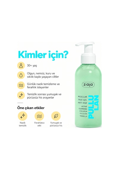 Ziaja Pullulan Yaşlanma Karşıtı Misel Yüz Temizleme Jeli 200 Ml