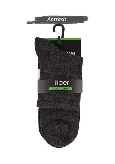 Jiber Erkek Bambu Uzun Lastiksiz Şeker Çorap 5999 - 12 Adet Antrasit