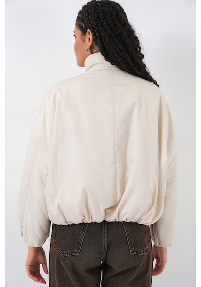 Bigdart Kadın Oversize Bomber Şişme Mont 5124 - Ekru