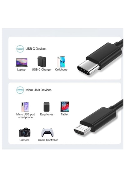 Type-c To Micro Usb Çevirici Dönüştürücü Kablo 80 Cm