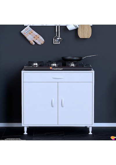Eliusta Lumin Tüp Yuvalı 70 Cm Ankastre Ocak Altı Dolap 70x88x48 Cm Beyaz Dolap Çekmeceli Mutfak Organizeri Beyaz