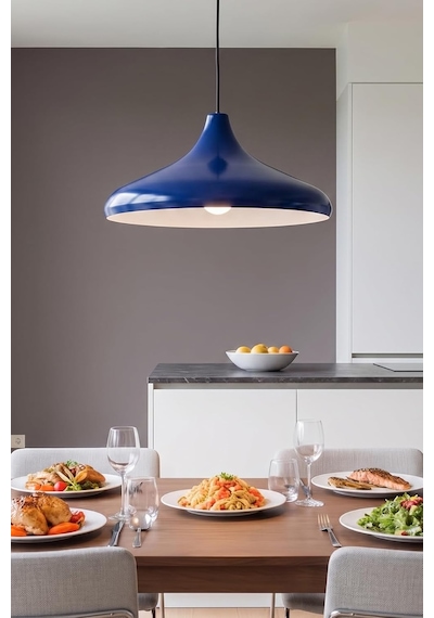 Nova Metal Sarkıt Avize, Bohem Tavan Lambası Ve Salon Oturma Odası Aydınlatması - Lacivert - 35 Cm Modern Dekor Diğer