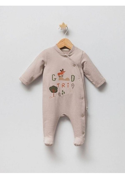 Tongs Baby Erkek Bebek Öncen Çıtçıt Kapamalı Patikli Tulum-14941 Taş