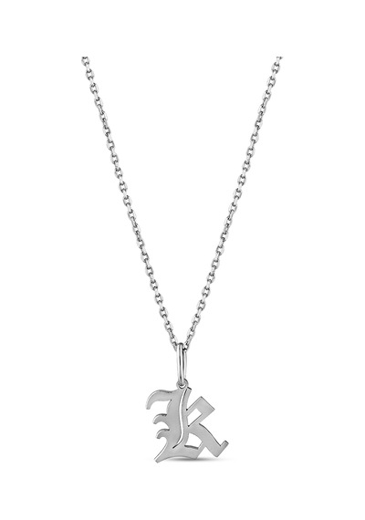 Kuyumcudukkani "force Zincirli İsim Kolye"büyük Harf Old English Font-33227-w-for Beyaz