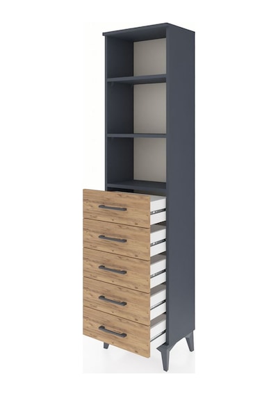 Arges Dolap 3 Raflı 5 Çekmeceli 44x30x182 Antrasit-çam Antrasit