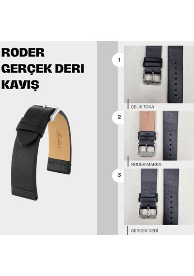R4142s Roder Deri Kayış - Siyah - 22mm Şeffaf