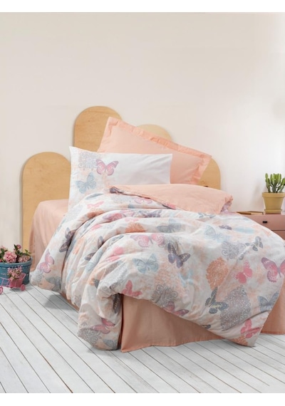 Cotton Box Genç Odası Tek Kişilik Lastikli Çarşaflı Nevresim Takımı Kimela Pembe