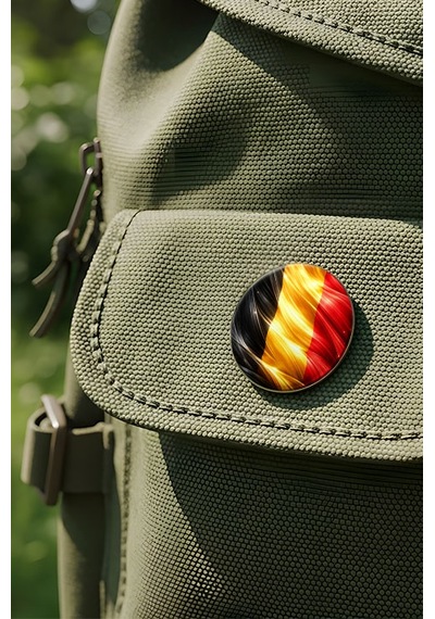 Belçika Belgium Abstract Ülke Bayraklı Buton Rozet - 44 MM 5 Adet Çok Renkli