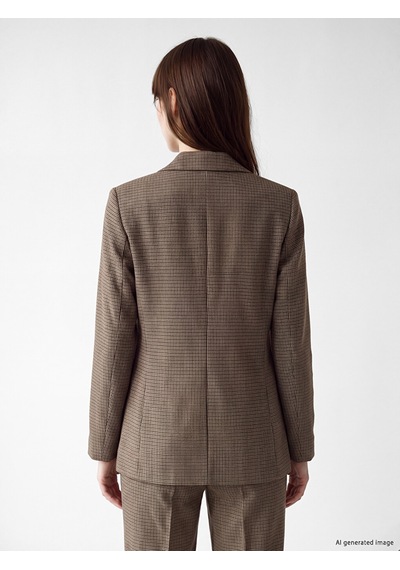 Lcw Vision Kahverengi Ekose Kadın Blazer Ceket