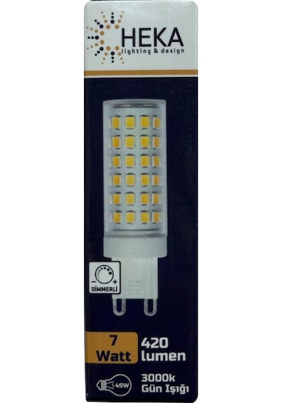 10 Adet Heka 7w 49w 3000k Gün Işığı G9 Duylu Dim Edilebilir Led Kapsül Ampul