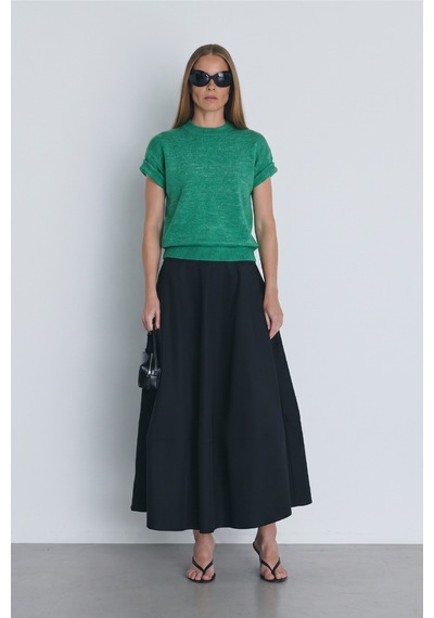Suud Collection Yeşil Robe Kısa Kollu Kazak